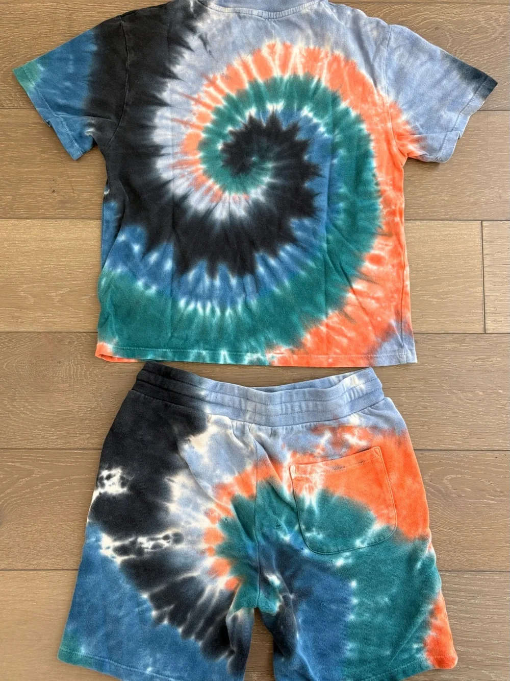 Stella McCartney Kids Tie-Dye Tee with Orange & Teal Accents